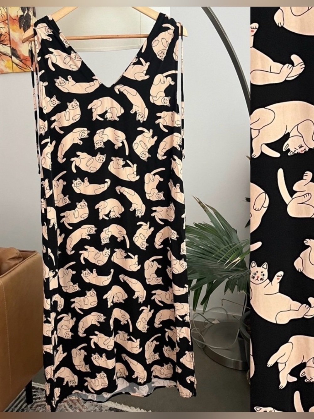 Pepaloves Cat Print Midi Dress